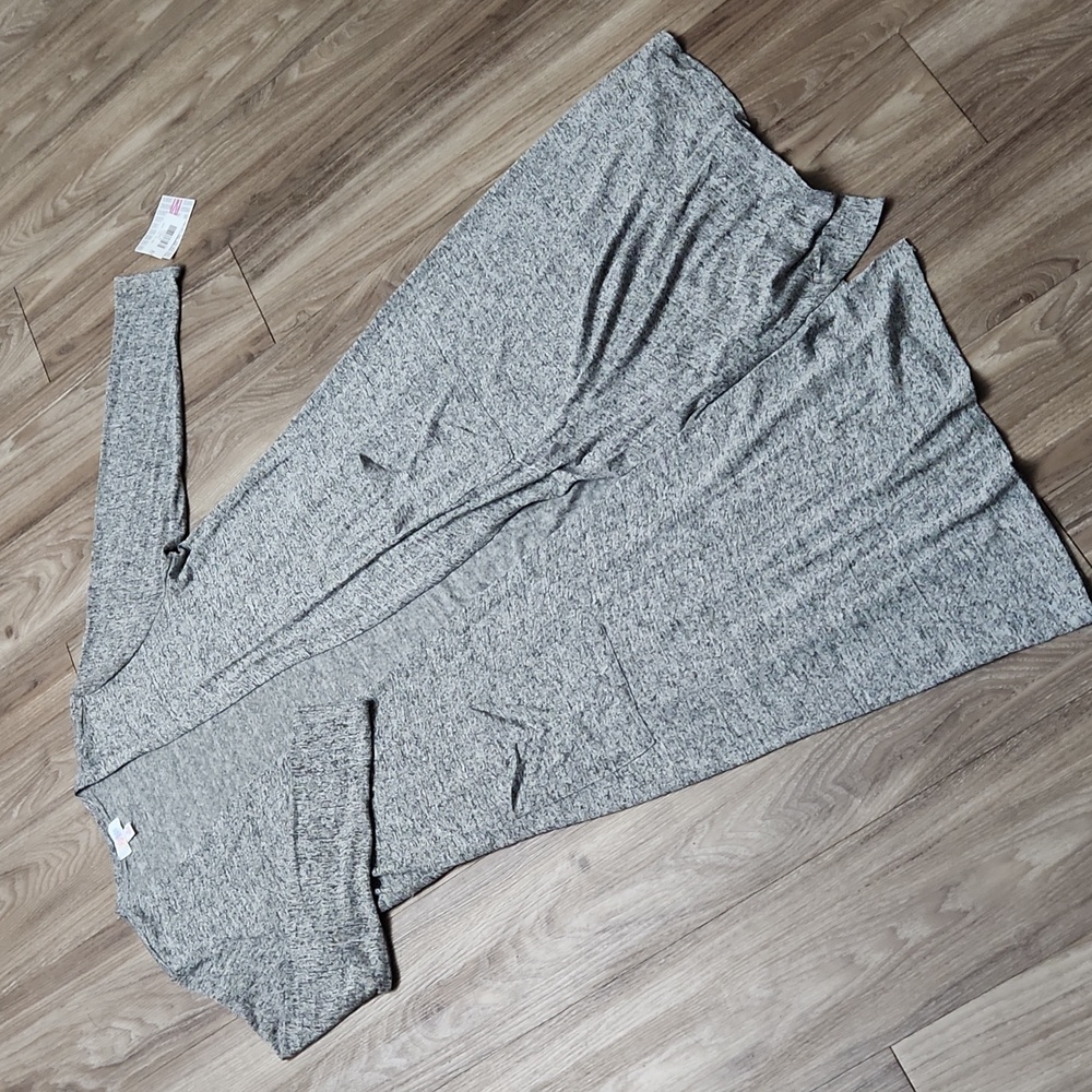 LuLaRoe Sarah Gray & Black Super Soft & Stretchy Lightweight Cardigan Women's Md